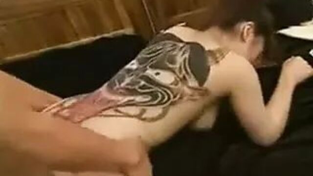 Tattooed Japanese geisha fucked hard doggy style