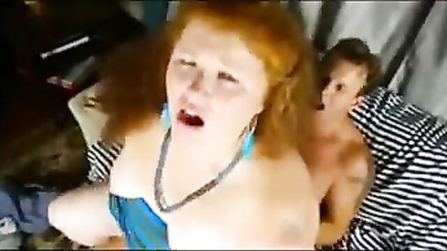 Curly redhead fatty fucked and facialized