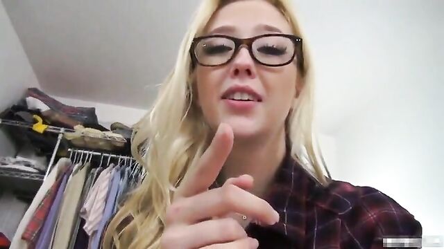 Blonde In Glasses Moaning In Excitement As She Gets Screwed