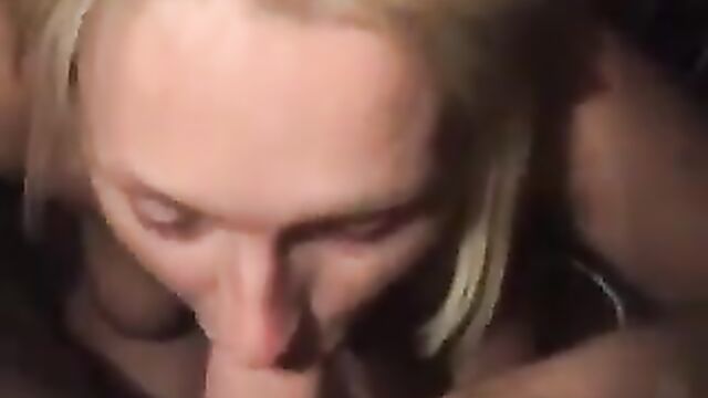 Cum starving blonde housewife gives me passionate blowjob