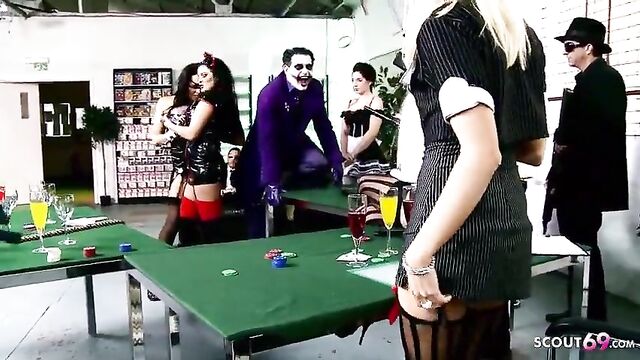 The Joker Porn Parody Group Sex with 4 perfect Teen Girls