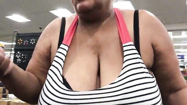 Ebony granny with enormous tits
