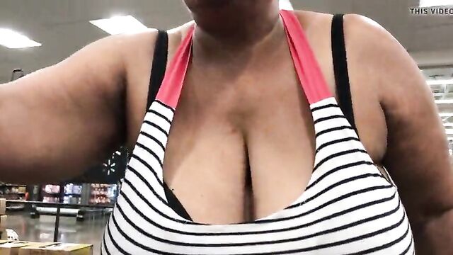 Ebony granny with enormous tits