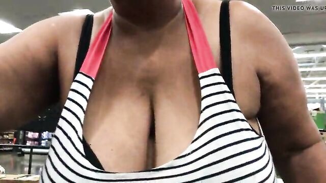 Ebony granny with enormous tits