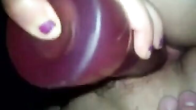 Big dildo and nice gape from hairy ex-gf