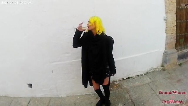 Drinking piss while walking around the city and licking public toilets.