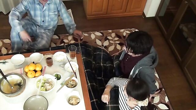 Stepmom and Stepson Play Secret Games Under the Table