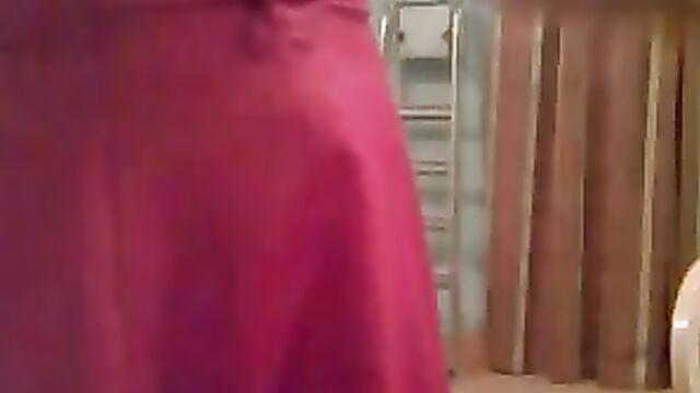 Crossdressing in a sexy red prom dress