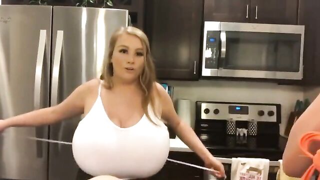 Yungfreckz gets her large breasts measured