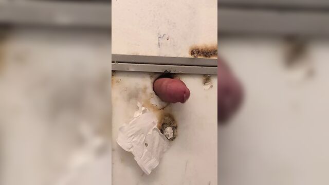 Me fucking a truck stop stall glory hole and cumming