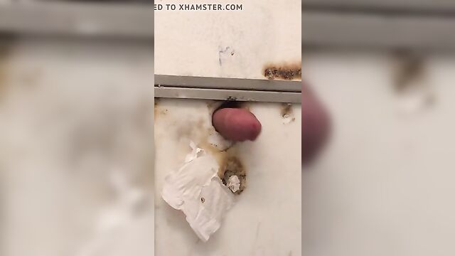 Me fucking a truck stop stall glory hole and cumming