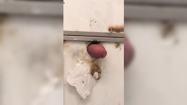 Me fucking a truck stop stall glory hole and cumming