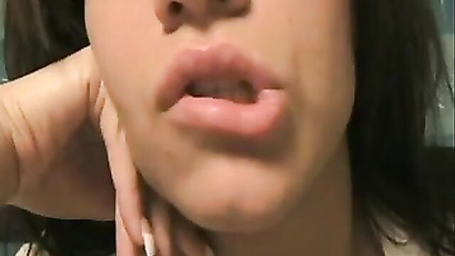 Cum in her mouth. JOI