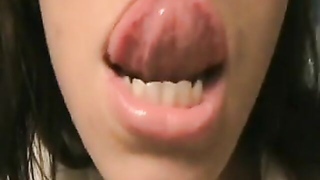 Cum in her mouth. JOI