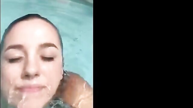 big beautiful tits in the pool