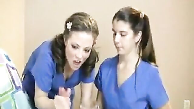 Two Nurses Milk Their Patient