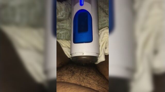 using an automatic stroking fleshlight type sexy toy to cum
