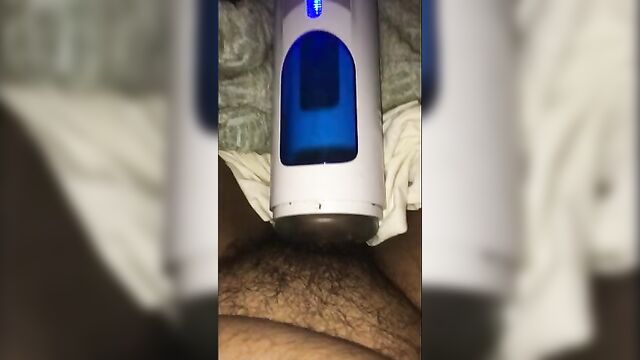 using an automatic stroking fleshlight type sexy toy to cum