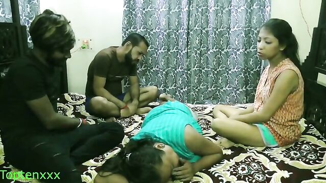 Indian xxx lovers – couple sharing girlfriends: Clear audio