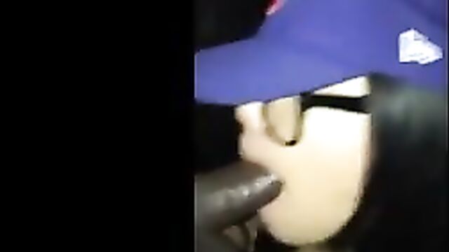 Amateaur Asian slut taking cum on her face,glasses and hat