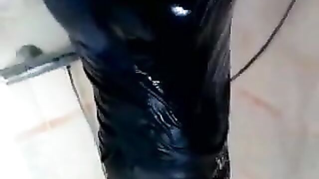 Wetlook - black cossack boots, leggings, shirt