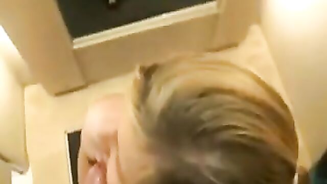 Topless blowjob in dressing room