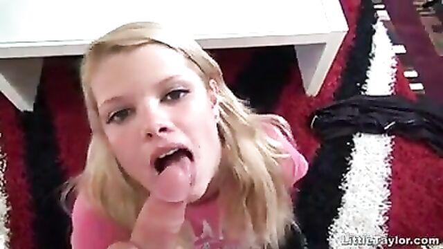 Little Taylor sucking on cock
