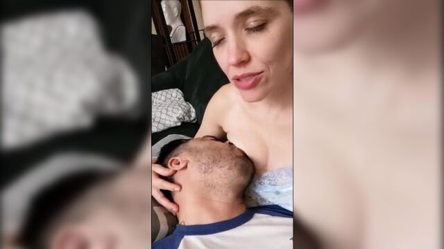 Wife gets double orgasm from breastfeeding her husband!