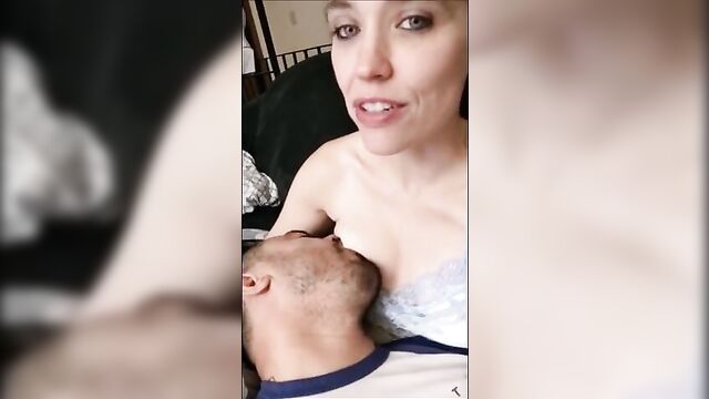 Wife gets double orgasm from breastfeeding her husband!