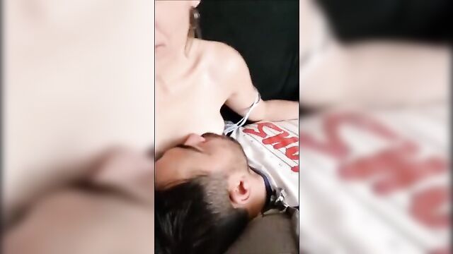 Wife gets double orgasm from breastfeeding her husband!