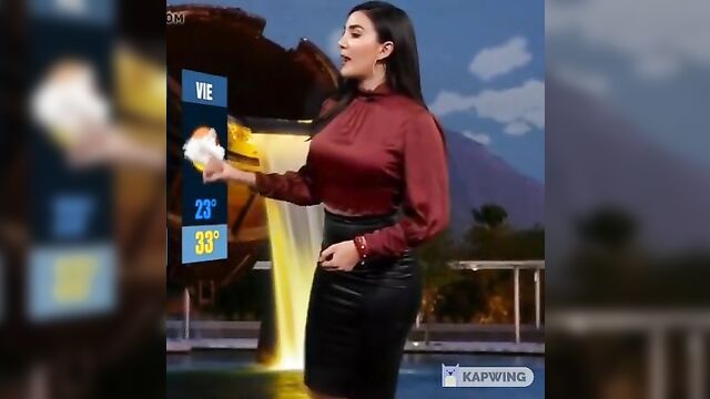 Hot satin pencil skirt weather girl