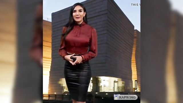 Hot satin pencil skirt weather girl