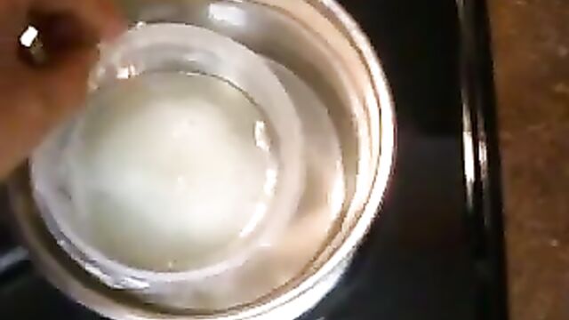 Chick eats bowl of cum soup