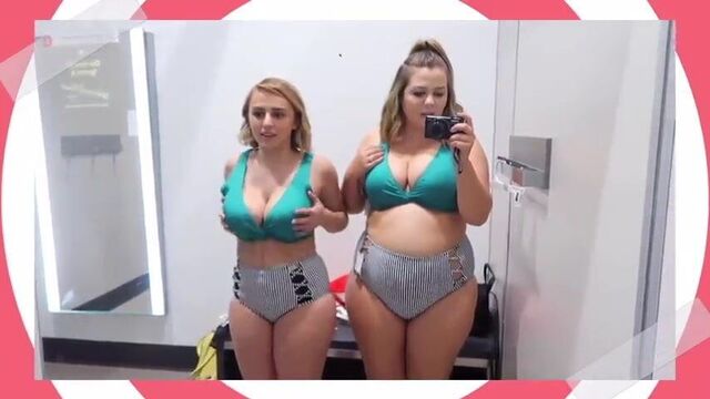 Hannah Witton & friend massive cleaving trying on swimsuits