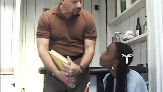 Black schoolgirl likes to suck white dick
