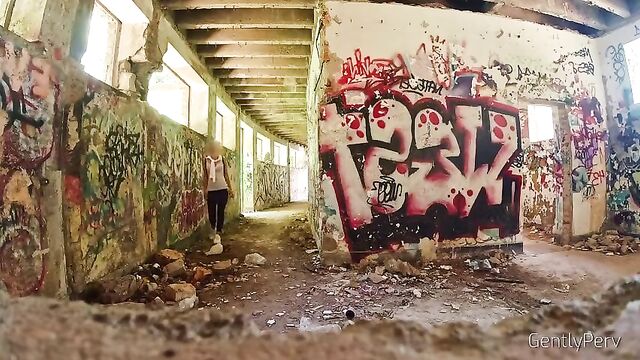 Urbex flashing with handjob. A cute nasty girl loves my cock