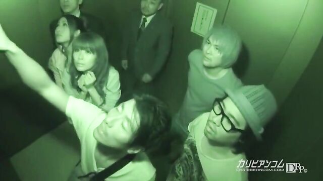 Stuck in Elevator Maika and Aoi Miyama - More at caribbeanco