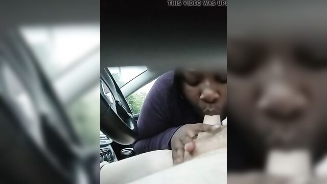 Black BBW street hooker car blowjob and CIM