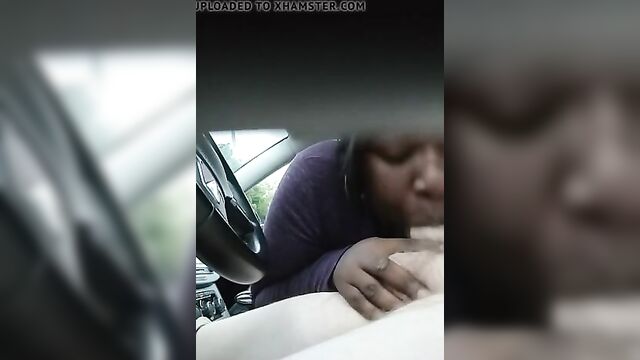 Black BBW street hooker car blowjob and CIM