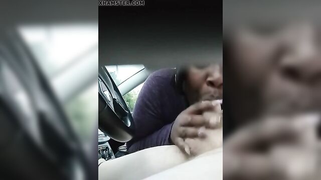 Black BBW street hooker car blowjob and CIM