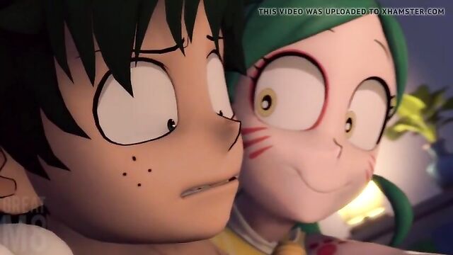 Tomoko Shiretoko Massages Izuku Midoriya Dick