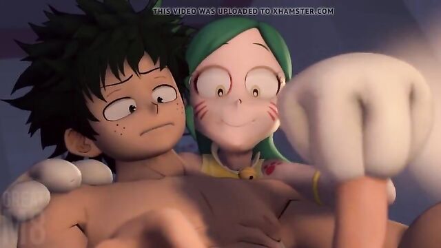 Tomoko Shiretoko Massages Izuku Midoriya Dick