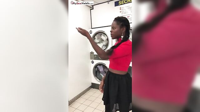 Ebony girl picked up in launderette for anal sex