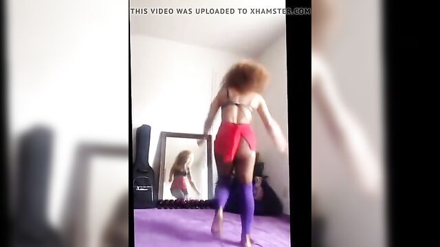 Black girl dances until her tits flop out