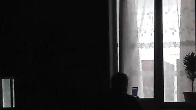 Public. Boy neighbor peeps on masturbating MILF through an opemn window