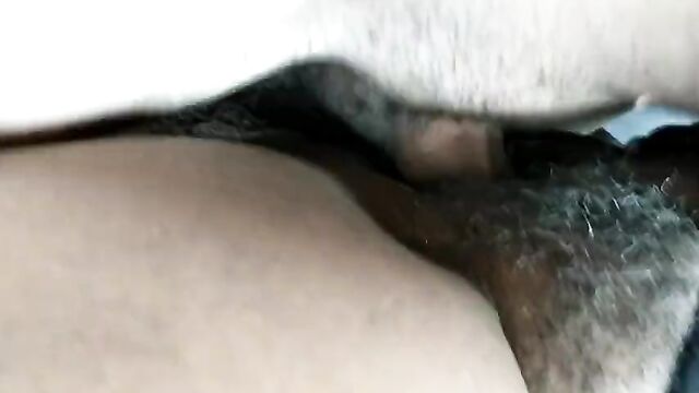 Interracial CreamPie. Hungry black pussy with white cock