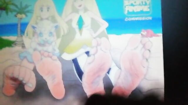 Lusamine (pokemon) Feet Cum Tribute