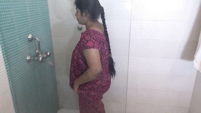 A desi Bhabi bathing nude in Bathroom