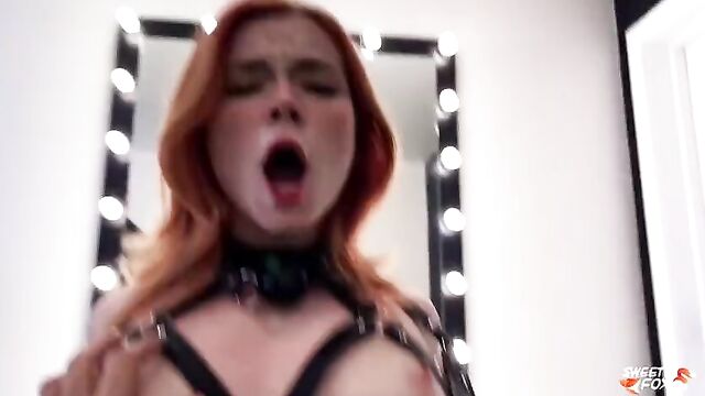 Stepdaddy Spanks Big Ass Redhead Hottie, Facefuck and Fuck