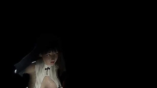 Private Dance In Semi-Darkness From Korean Beauty - In Sexy Nun Costume (3D HENTAI)